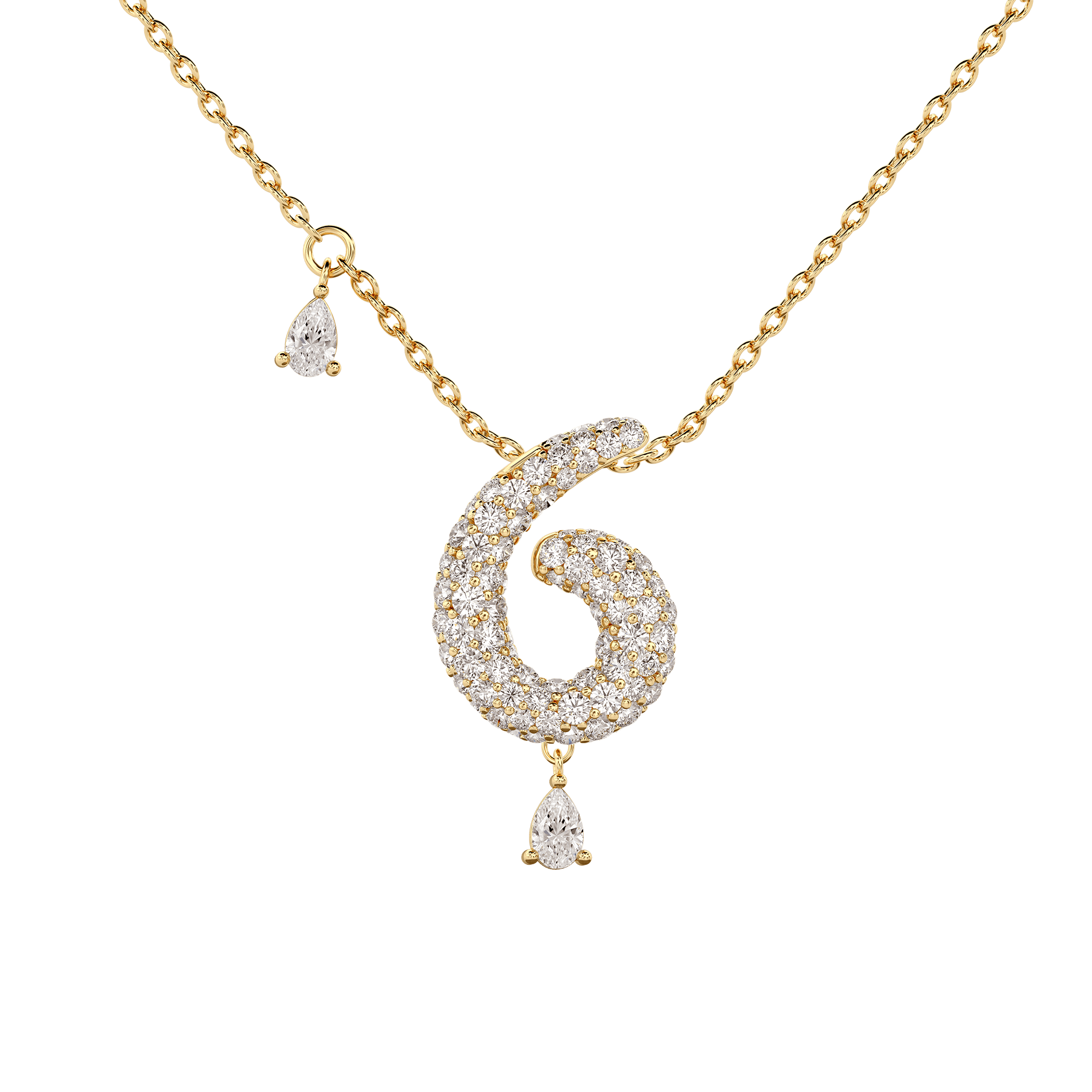 6 Pavé Diamond Numerology Necklace Yellow Gold 15mm by Logan Hollowell Jewelry
