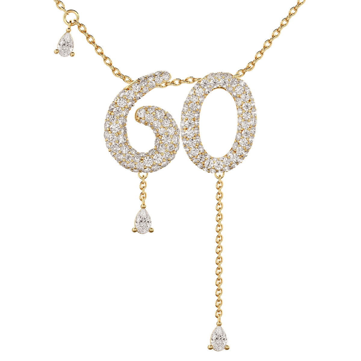 60 Pavé Diamond Numerology Necklace Yellow Gold 15mm by Logan Hollowell Jewelry