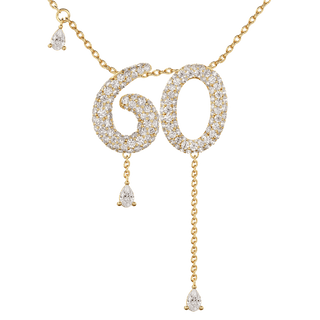 60 Pavé Diamond Numerology Necklace Yellow Gold 15mm by Logan Hollowell Jewelry