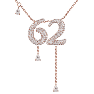 62 Pavé Diamond Numerology Necklace Rose Gold 15mm by Logan Hollowell Jewelry