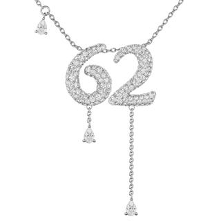 62 Pavé Diamond Numerology Necklace White Gold 15mm by Logan Hollowell Jewelry