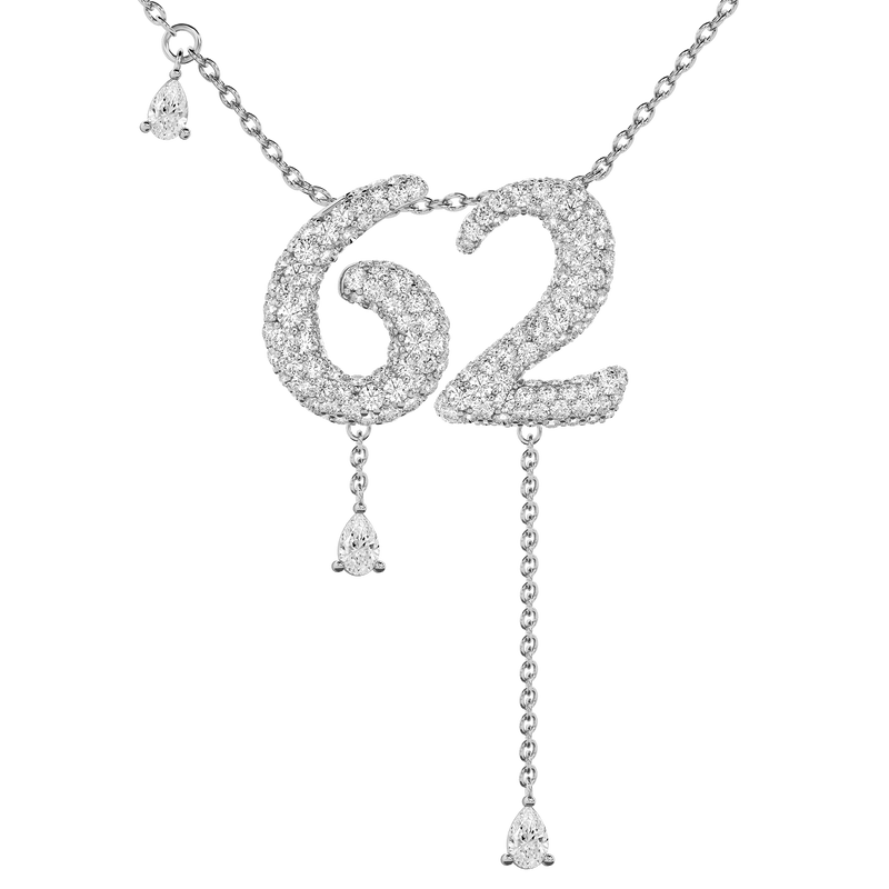 62 Pavé Diamond Numerology Necklace White Gold 15mm by Logan Hollowell Jewelry