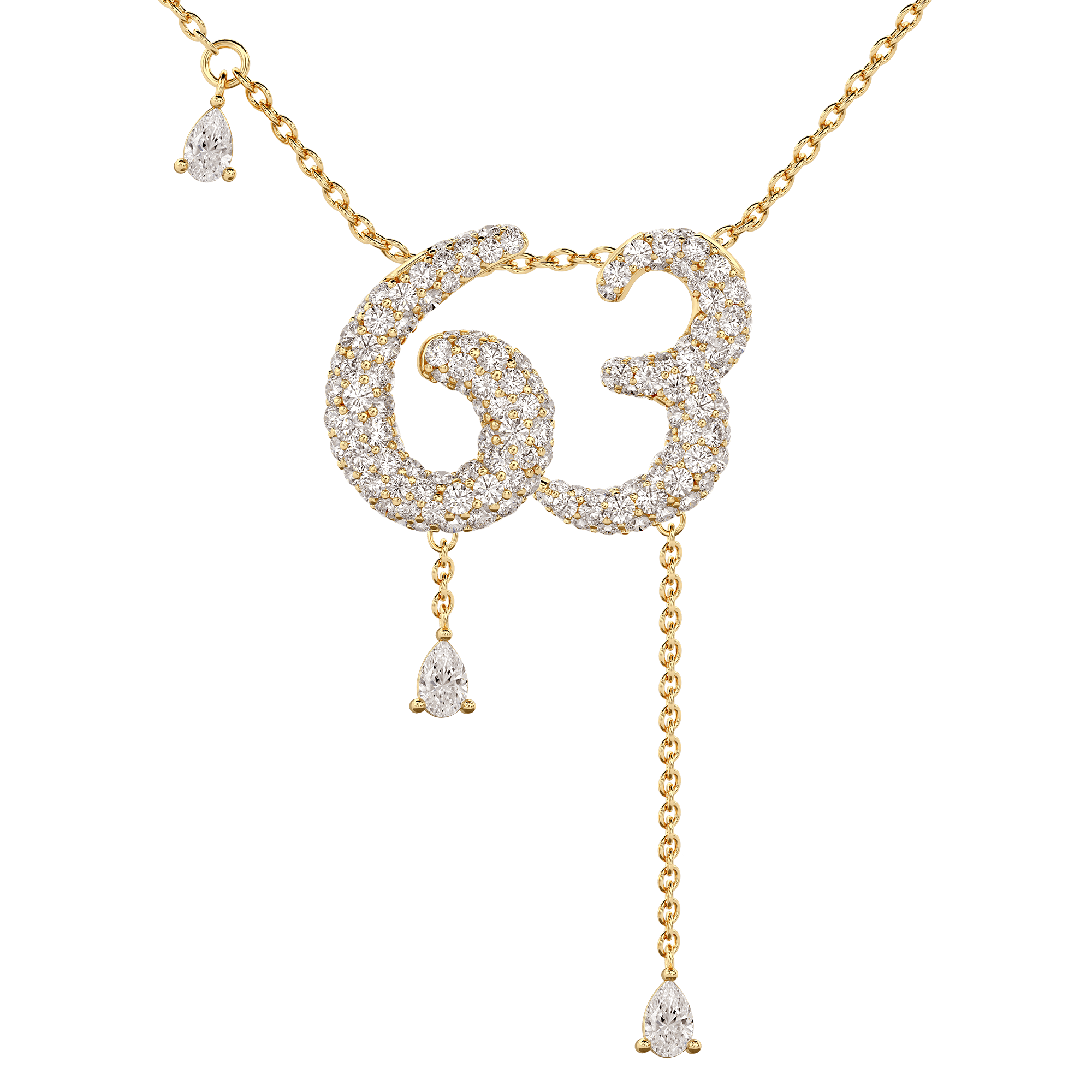 63 Pavé Diamond Numerology Necklace Yellow Gold 15mm by Logan Hollowell Jewelry
