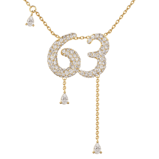63 Pavé Diamond Numerology Necklace Yellow Gold 15mm by Logan Hollowell Jewelry