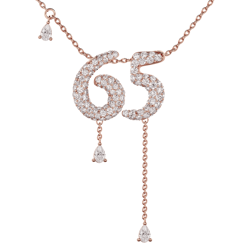 65 Pavé Diamond Numerology Necklace Rose Gold 15mm by Logan Hollowell Jewelry