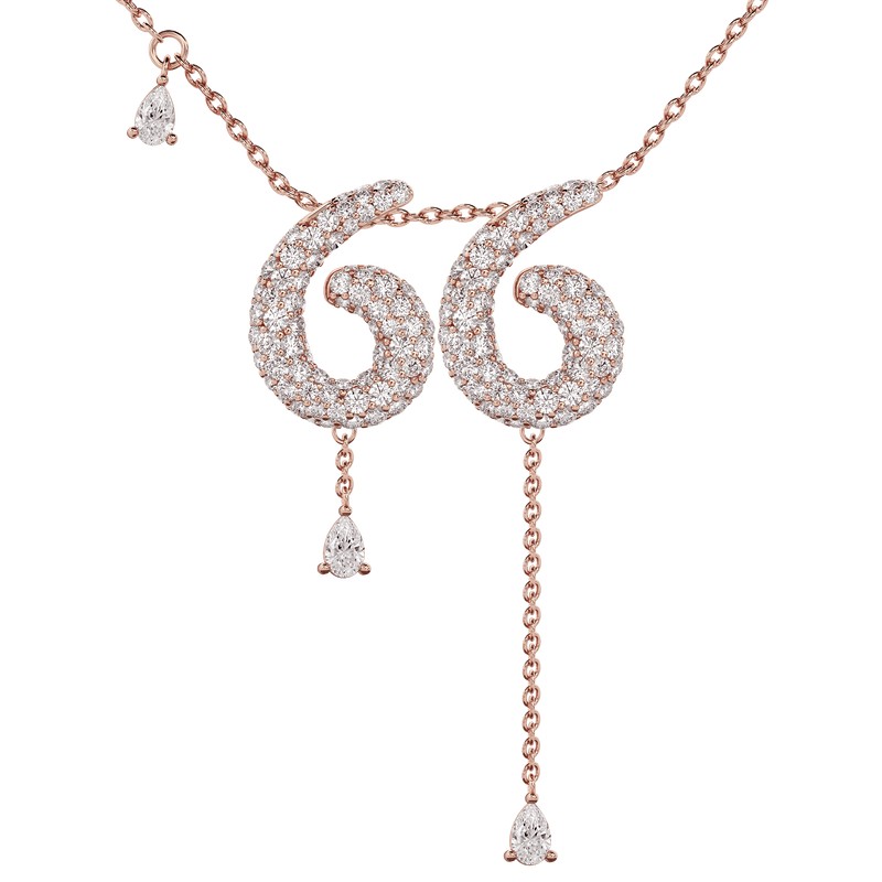 66 Pavé Diamond Numerology Necklace Rose Gold 15mm by Logan Hollowell Jewelry