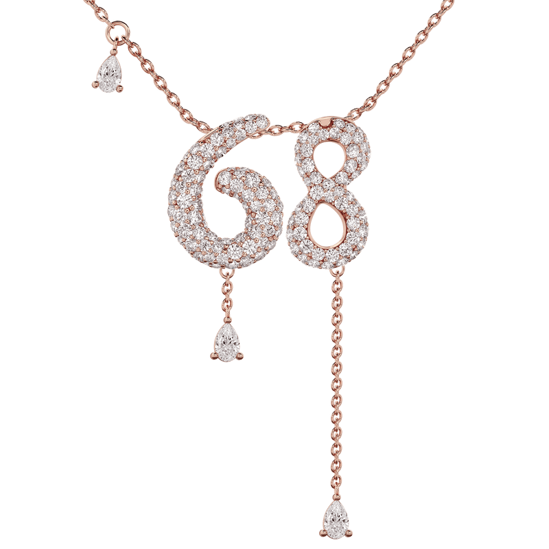 68 Pavé Diamond Numerology Necklace Rose Gold 15mm by Logan Hollowell Jewelry