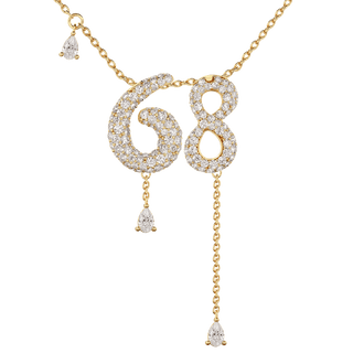 68 Pavé Diamond Numerology Necklace Yellow Gold 15mm by Logan Hollowell Jewelry
