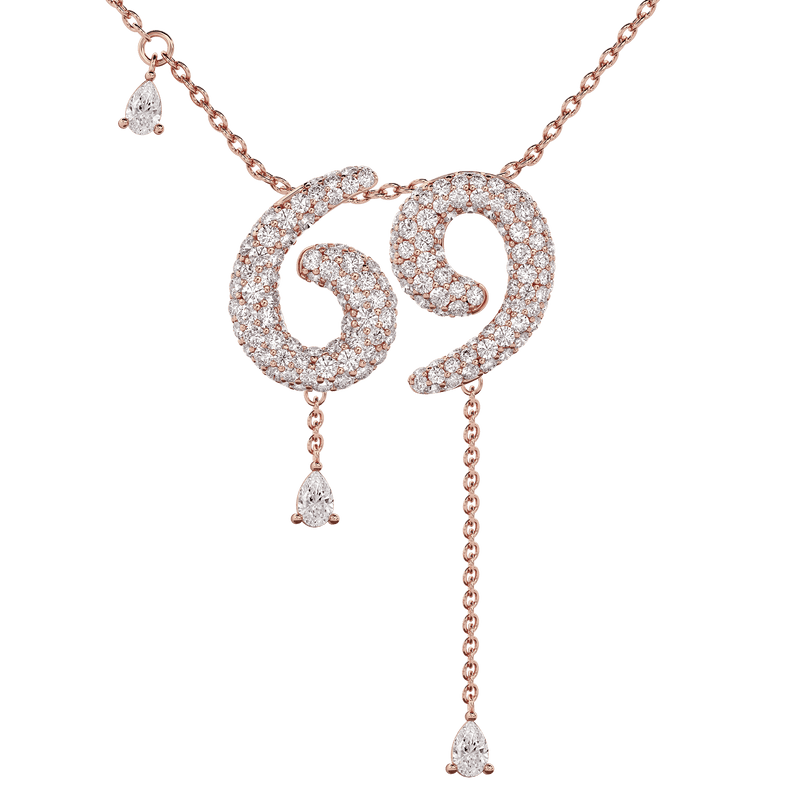 69 Pavé Diamond Numerology Necklace Rose Gold 15mm by Logan Hollowell Jewelry