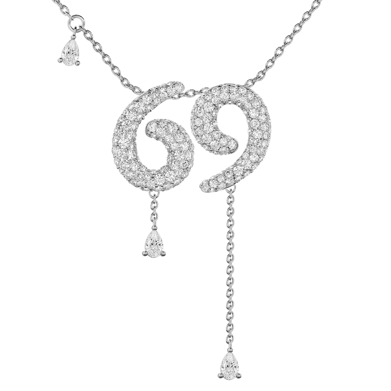 69 Pavé Diamond Numerology Necklace White Gold 15mm by Logan Hollowell Jewelry