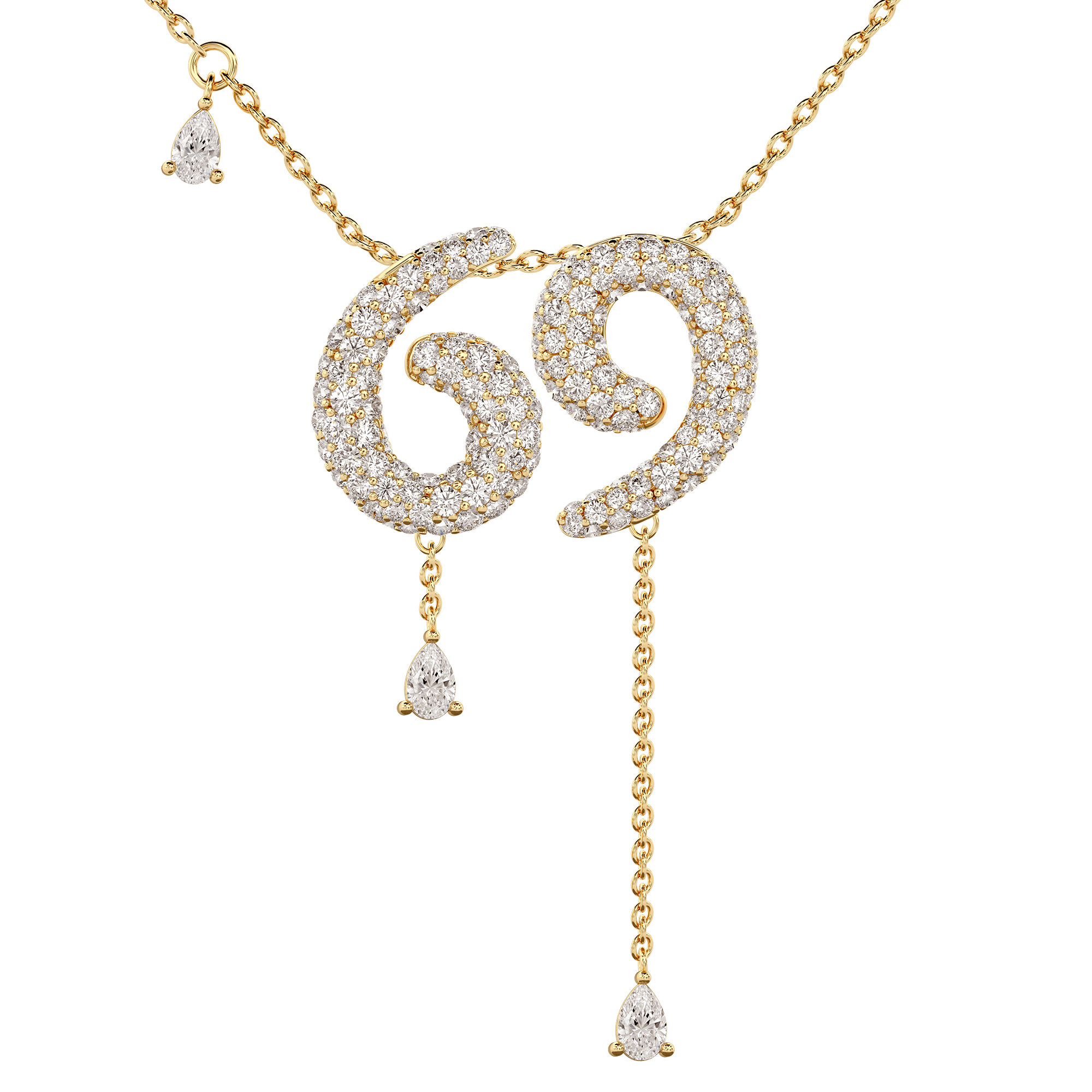 69 Pavé Diamond Numerology Necklace Yellow Gold 15mm by Logan Hollowell Jewelry