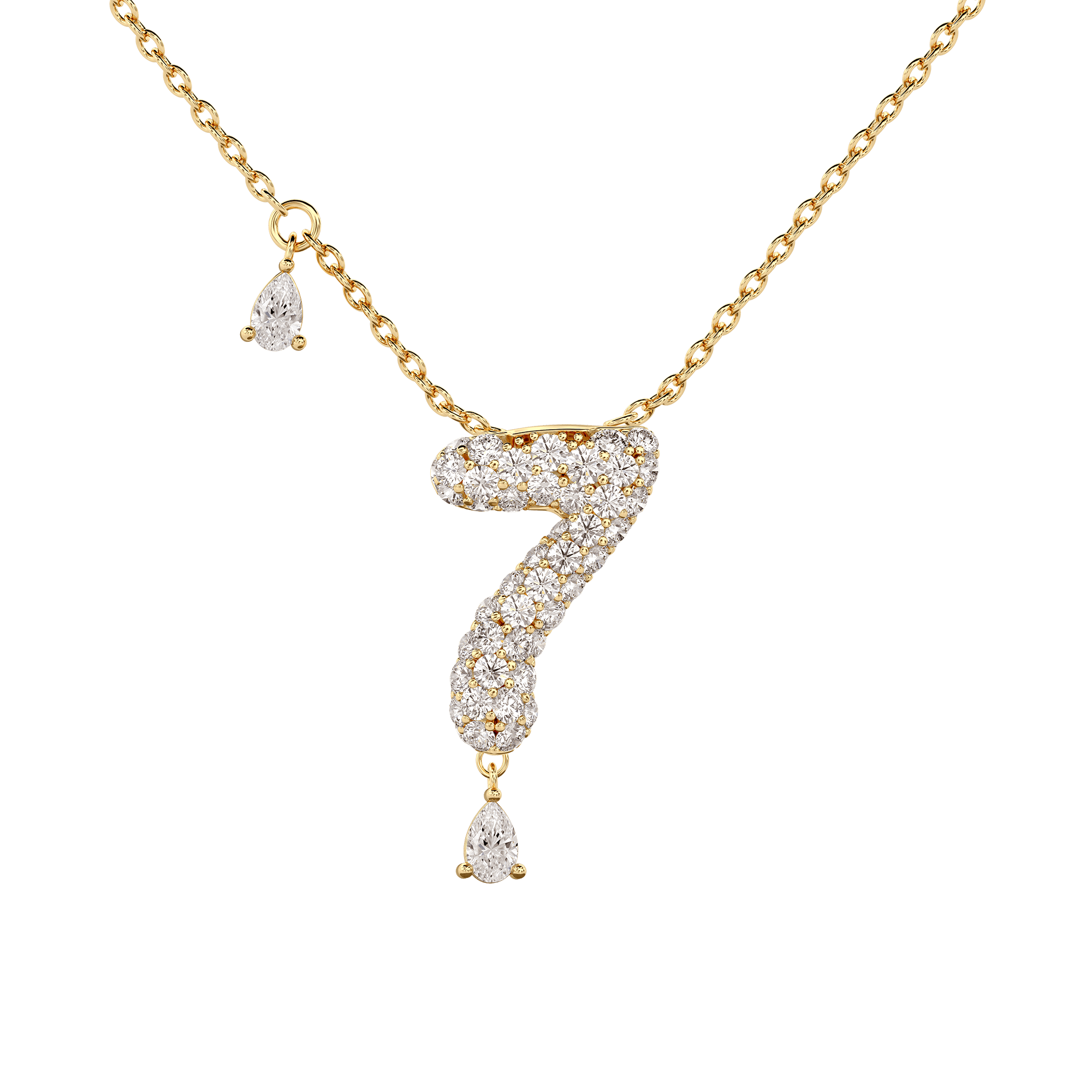 7 Pavé Diamond Numerology Necklace Yellow Gold 15mm by Logan Hollowell Jewelry