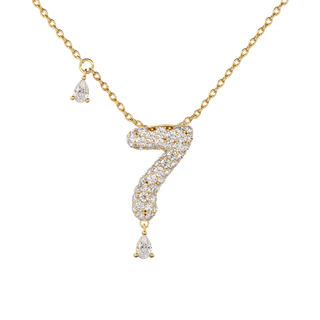 7 Pavé Diamond Numerology Necklace Yellow Gold 15mm by Logan Hollowell Jewelry