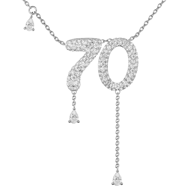 70 Pavé Diamond Numerology Necklace White Gold 15mm by Logan Hollowell Jewelry