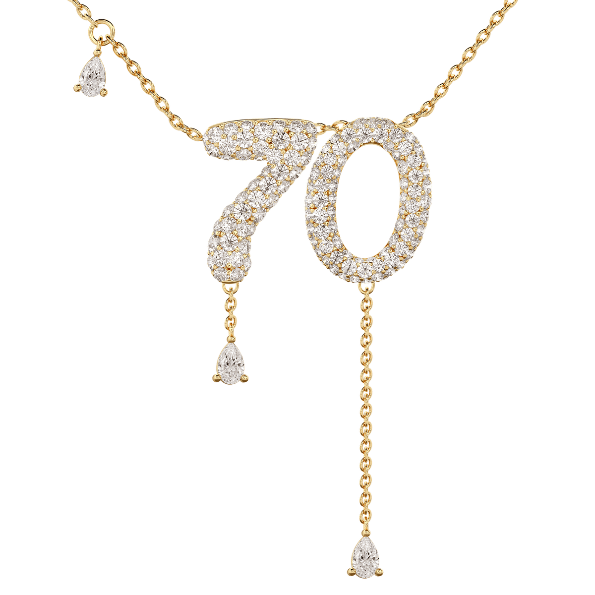 70 Pavé Diamond Numerology Necklace Yellow Gold 15mm by Logan Hollowell Jewelry