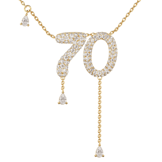 70 Pavé Diamond Numerology Necklace Yellow Gold 15mm by Logan Hollowell Jewelry