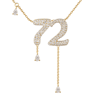72 Pavé Diamond Numerology Necklace Yellow Gold 15mm by Logan Hollowell Jewelry