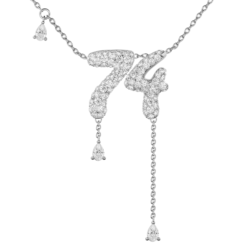 74 Pavé Diamond Numerology Necklace White Gold 15mm by Logan Hollowell Jewelry