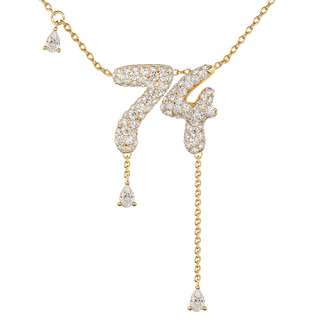 74 Pavé Diamond Numerology Necklace Yellow Gold 15mm by Logan Hollowell Jewelry