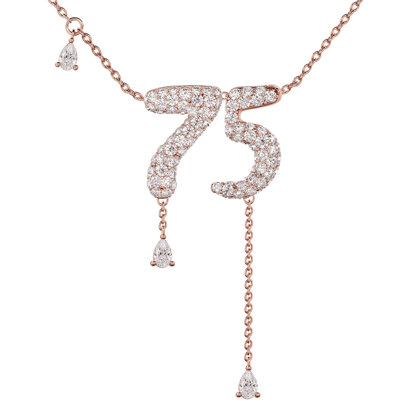 75 Pavé Diamond Numerology Necklace Rose Gold 15mm by Logan Hollowell Jewelry