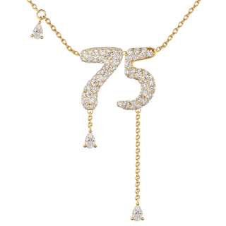 75 Pavé Diamond Numerology Necklace Yellow Gold 15mm by Logan Hollowell Jewelry