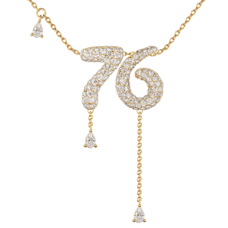 76 Pavé Diamond Numerology Necklace Yellow Gold 15mm by Logan Hollowell Jewelry
