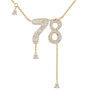 78 Pavé Diamond Numerology Necklace Yellow Gold 15mm by Logan Hollowell Jewelry