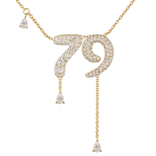 79 Pavé Diamond Numerology Necklace Yellow Gold 15mm by Logan Hollowell Jewelry