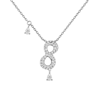 8 Pavé Diamond Numerology Necklace White Gold 15mm by Logan Hollowell Jewelry