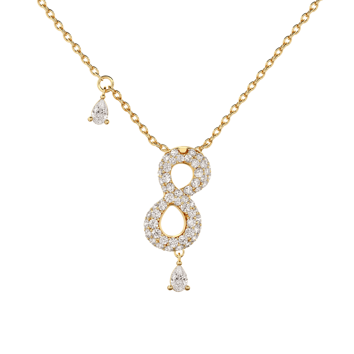 8 Pavé Diamond Numerology Necklace Yellow Gold 15mm by Logan Hollowell Jewelry