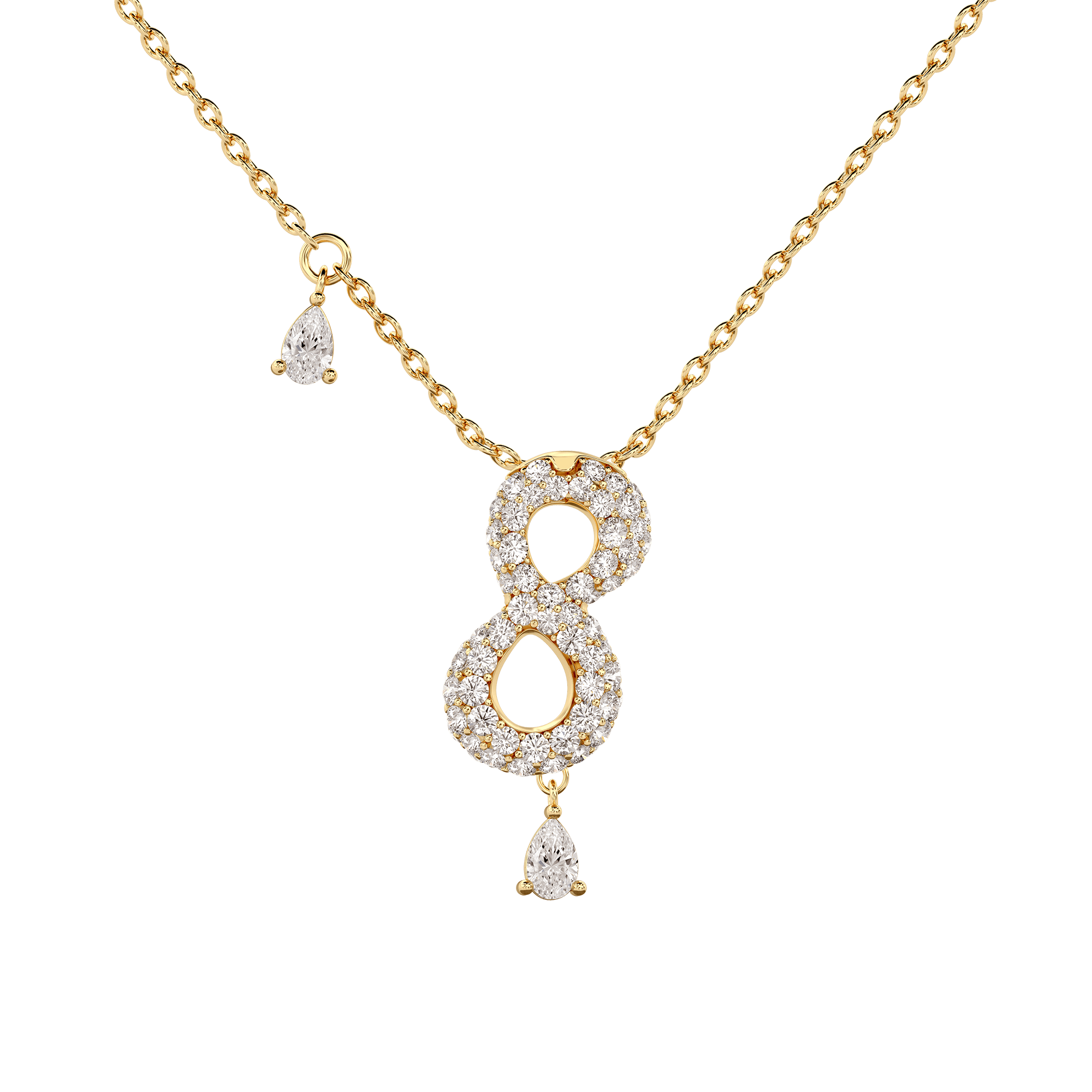 8 Pavé Diamond Numerology Necklace Yellow Gold 15mm by Logan Hollowell Jewelry