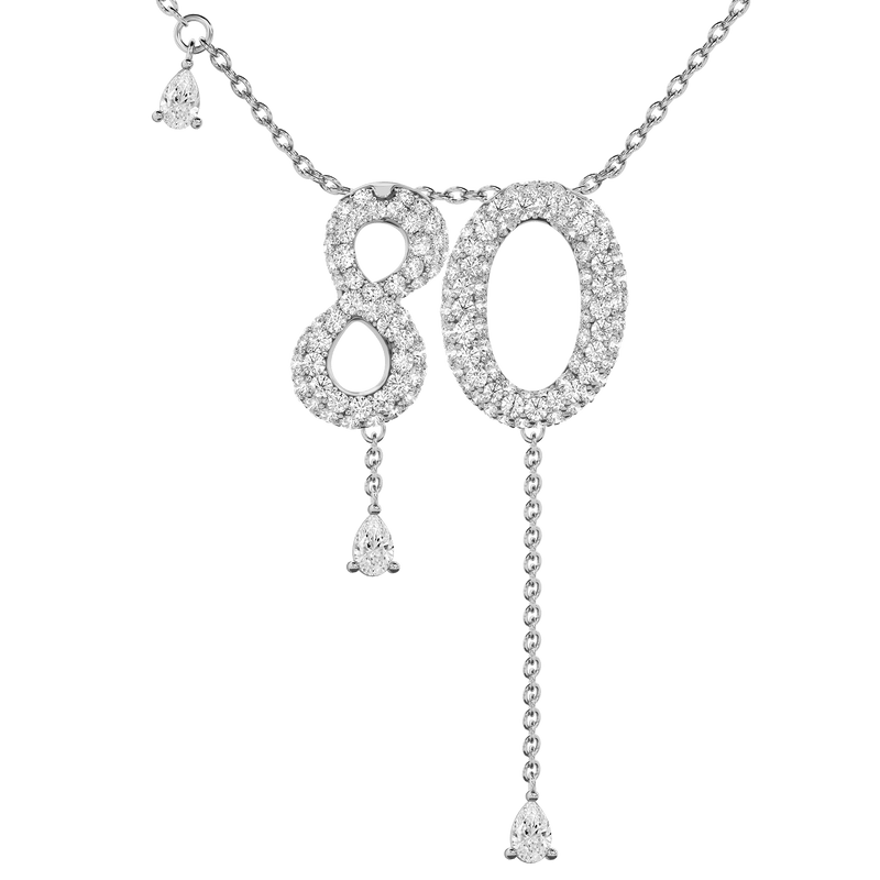 80 Pavé Diamond Numerology Necklace White Gold 15mm by Logan Hollowell Jewelry