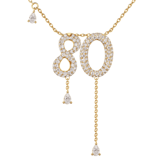 80 Pavé Diamond Numerology Necklace Yellow Gold 15mm by Logan Hollowell Jewelry