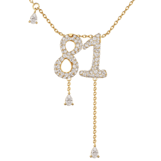 81 Pavé Diamond Numerology Necklace Yellow Gold 15mm by Logan Hollowell Jewelry