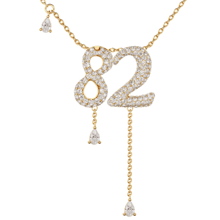 82 Pavé Diamond Numerology Necklace Yellow Gold 15mm by Logan Hollowell Jewelry