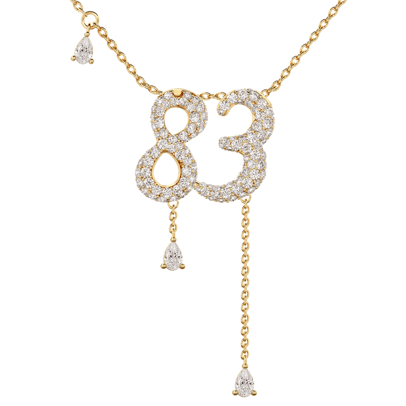 83 Pavé Diamond Numerology Necklace Yellow Gold 15mm by Logan Hollowell Jewelry