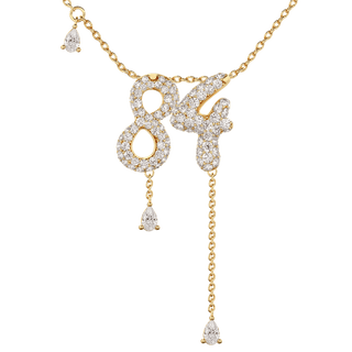 84 Pavé Diamond Numerology Necklace Yellow Gold 15mm by Logan Hollowell Jewelry
