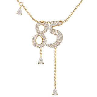 85 Pavé Diamond Numerology Necklace Yellow Gold 15mm by Logan Hollowell Jewelry