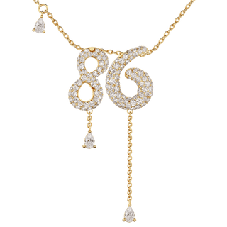 86 Pavé Diamond Numerology Necklace Yellow Gold 15mm by Logan Hollowell Jewelry