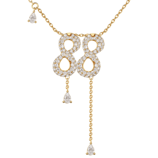 88 Pavé Diamond Numerology Necklace Yellow Gold 15mm by Logan Hollowell Jewelry