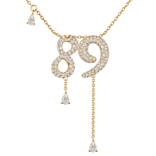 89 Pavé Diamond Numerology Necklace Yellow Gold 15mm by Logan Hollowell Jewelry