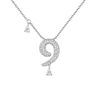 9 Pavé Diamond Numerology Necklace White Gold 15mm by Logan Hollowell Jewelry