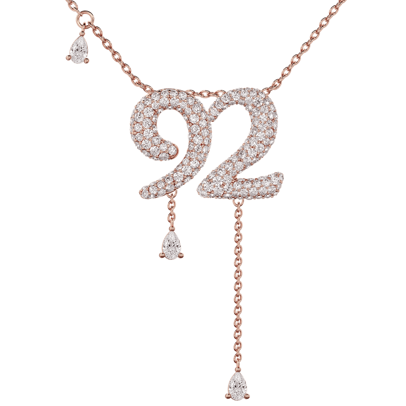 92 Pavé Diamond Numerology Necklace Rose Gold 15mm by Logan Hollowell Jewelry