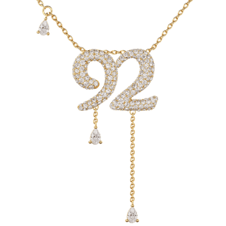 92 Pavé Diamond Numerology Necklace Yellow Gold 15mm by Logan Hollowell Jewelry