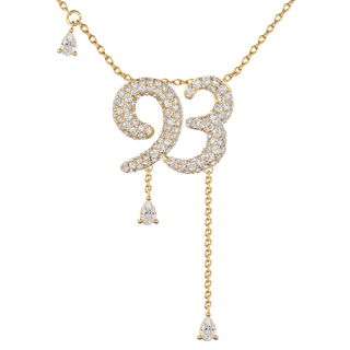 93 Pavé Diamond Numerology Necklace Yellow Gold 15mm by Logan Hollowell Jewelry