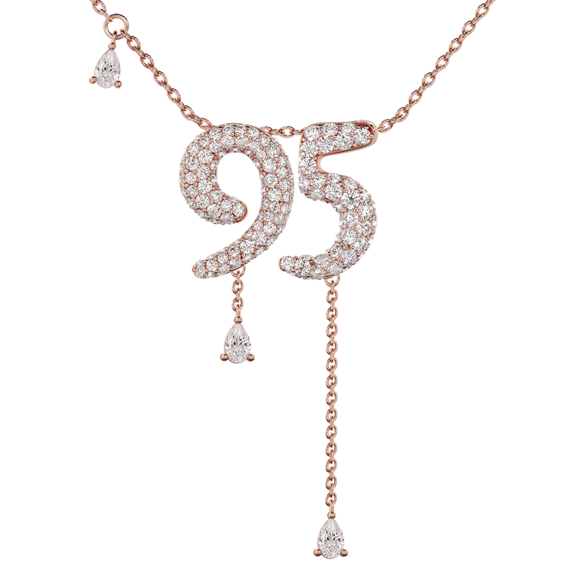 95 Pavé Diamond Numerology Necklace Rose Gold 15mm by Logan Hollowell Jewelry