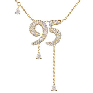 95 Pavé Diamond Numerology Necklace Yellow Gold 15mm by Logan Hollowell Jewelry