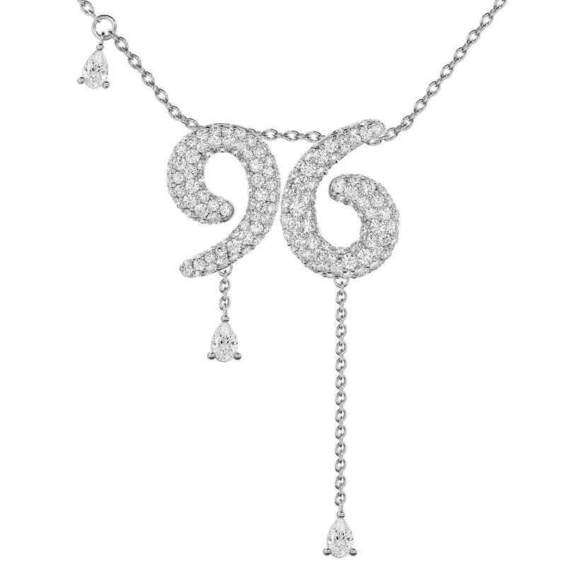 96 Pavé Diamond Numerology Necklace White Gold 15mm by Logan Hollowell Jewelry