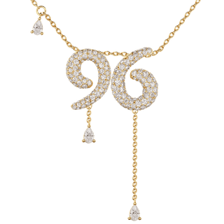 96 Pavé Diamond Numerology Necklace Yellow Gold 15mm by Logan Hollowell Jewelry