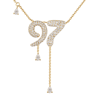 97 Pavé Diamond Numerology Necklace Yellow Gold 15mm by Logan Hollowell Jewelry
